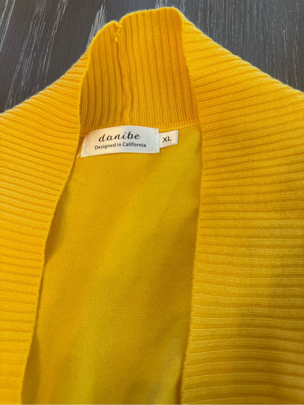 Danibe Bright Yellow Ribbed Open Front Cardigan
